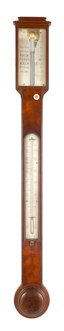 Bonhams : An early 19th Century mahogany stick barometer thermometer ...