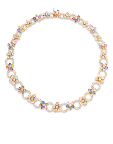 Bonhams : A diamond and multi-coloured sapphire necklace,