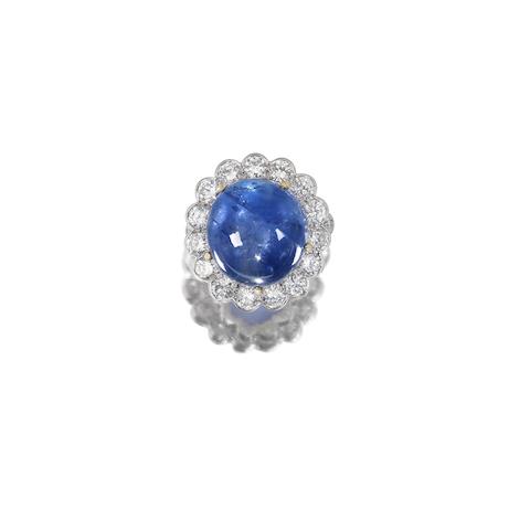 Bonhams : A sapphire and diamond cluster ring, by Van Cleef and Arpels
