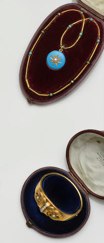 Bonhams : A Victorian locket pendant and a Victorian bangle (2)