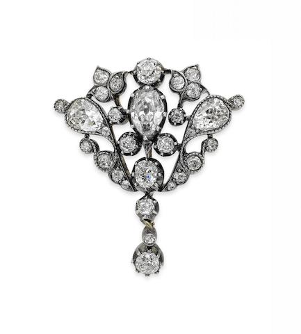 Bonhams : A late Victorian diamond brooch/pendant