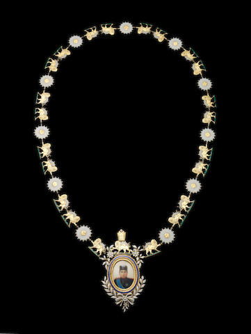 Bonhams : A fine and rare silver-gilt and enamel Qajar Order of the ...