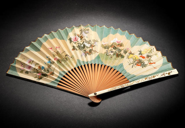 Bonhams : An ivory-mounted painted folding fan Meiji era (1868-1912) (2)
