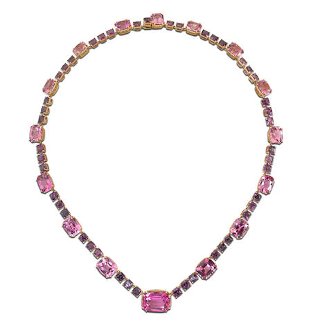 Bonhams : A spinel and diamond necklace