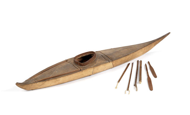 Bonhams : A wood and hide model of an Inuit Kayakearly 20th century