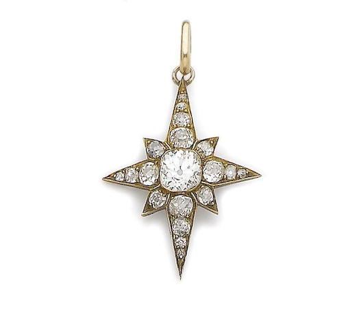Bonhams : A diamond star pendant,