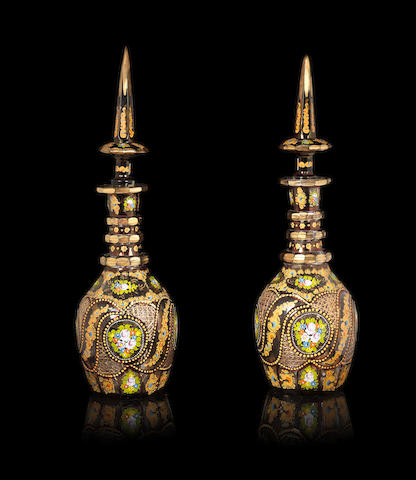 Bonhams : A pair of enamelled glass decanters for the Islamic Market ...