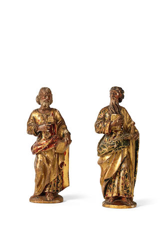 Bonhams : A pair of 18th Century gilt gesso and polychrome-painted ...