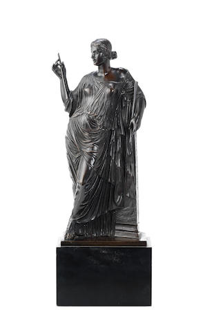 Bonhams : A late 19th century patinated bronze figure of a classical ...
