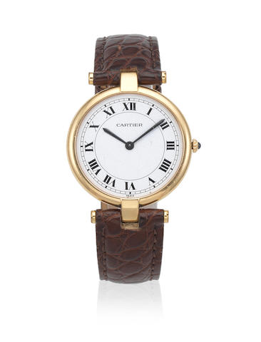 Bonhams : Cartier. An 18K gold quartz wristwatch Circa 1990