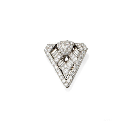 Bonhams : A diamond clip brooch,