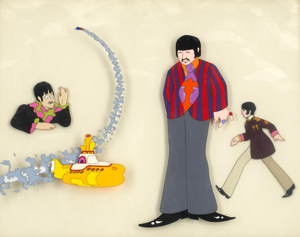 Bonhams The Beatles A Multi Layered Animation Cel For John Lennon Paul Mccartney Ringo Starr And The Yellow Submarine From Yellow Submarine King Features 1968