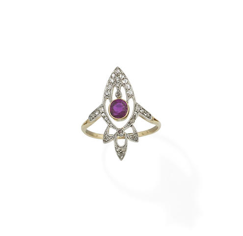 Bonhams : An Art Nouveau ruby and diamond ring,