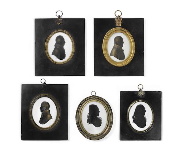 Nine late 18th/early 19th century Oval bust profile portraits of gentlemen...