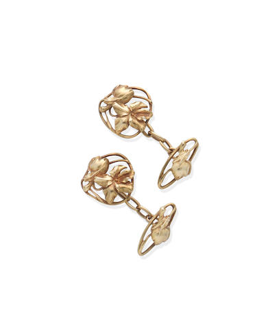 Bonhams : A pair of gold Art Nouveau cufflinks, by Henri-Victor Miault ...
