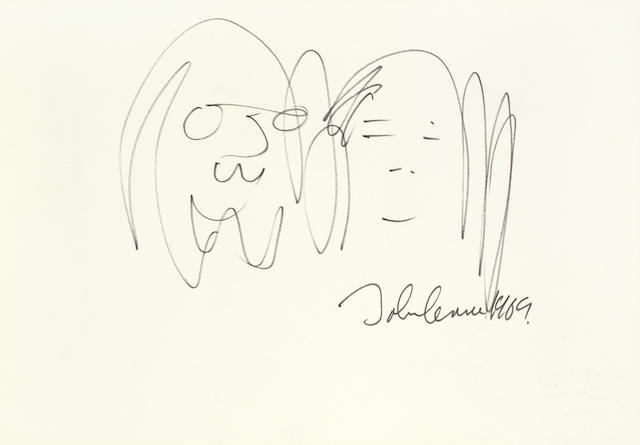 Bonhams John Lennon A Large Self Portrait With Yoko Ono 1969
