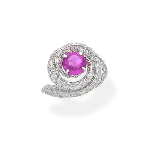 Bonhams : Graff: Pink sapphire and diamond 'Swirl' ring
