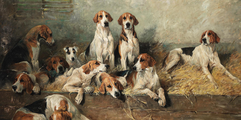 John Emms (British, 1843-1912) The Bitch Pack of the Meath Foxhounds