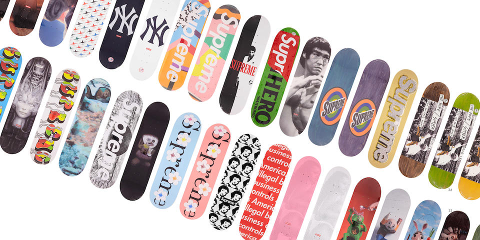 Sotheby's auction bid card for the Supreme skateboarding