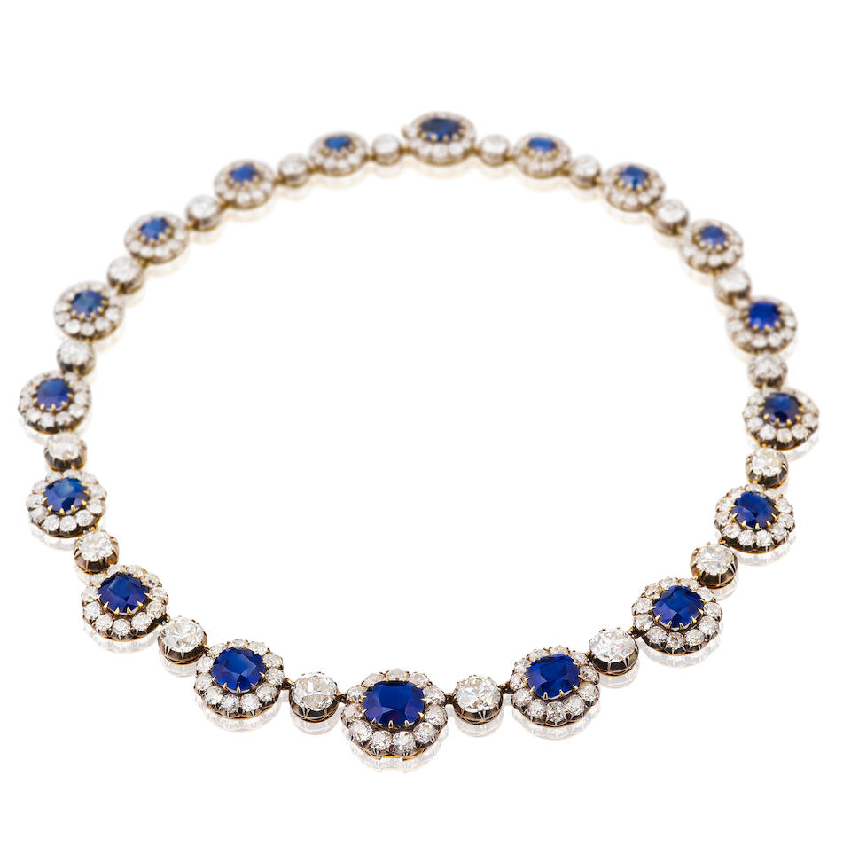 Bonhams : A late 19th century sapphire and diamond necklace