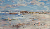 Thumbnail of William McTaggart, RSA RSW (British, 1835-1910) A summer's day, Bay Voyach 46.5 x 81 cm. (18 5/16 x 31 7/8 in.) image 1