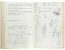 Thumbnail of Star Wars Episode IV - A New Hope John Mollo's personal sketchbook Notes & Sketches 1, a custom bound volume containing important and detailed working sketches and costume designs for many of the characters from the film Star Wars, together with production diary entries, meeting notes, time-lines and costume descriptions, the majority in black ink, some with colour; additionally the volume contains working for numerous military uniform designs for books, commercials and additional projects Mollo worked on during this time frame, Lucasfilm / Twentieth Century Fox, April 1975 - July 1976, image 46