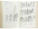 Thumbnail of Star Wars Episode IV - A New Hope John Mollo's personal sketchbook Notes & Sketches 1, a custom bound volume containing important and detailed working sketches and costume designs for many of the characters from the film Star Wars, together with production diary entries, meeting notes, time-lines and costume descriptions, the majority in black ink, some with colour; additionally the volume contains working for numerous military uniform designs for books, commercials and additional projects Mollo worked on during this time frame, Lucasfilm / Twentieth Century Fox, April 1975 - July 1976, image 30