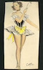 Thumbnail of Ronald Cobb (British, 1907-1977) Two original costume designs of Murray's Cabaret Club showgirls in black and yellow ensembles, 1952, 2 image 3