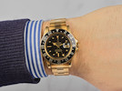 Thumbnail of Rolex. Montre bracelet en or jaune 18K (750) avec date, 2nd fuseau horaire et cadran 'nipple' mouvement automatique Rolex. An 18K gold automatic calendar bracelet watch with dual-time zone and 'nipple' dial   GMT-Master, Ref 1675, Circa 1978 image 2