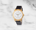 Thumbnail of Patek Philippe. Montre bracelet en or jaune 18K (750) avec anses cornes de vache mouvement mécanique  Patek Philippe. An 18K gold manual wind wristwatch with scroll lugs   Calatrava, Ref 1491, Circa 1949 image 1