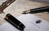 Thumbnail of A Montblanc Meisterstück 149 black and gold fountain pen and ink set (2) image 2