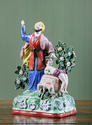 Bonhams : A Staffordshire Figure 'abraham Offering His Son To Issac 