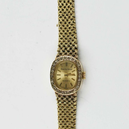 Bonhams : Bueche Girod A 9ct gold diamond set lady's wristwatch,