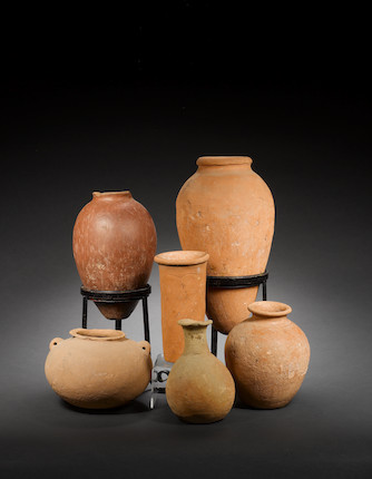 Bonhams : Six Egyptian Predynastic terracotta vessels 6