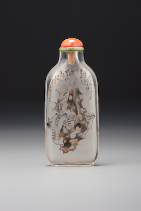 Bonhams : An inside-painted glass snuff bottle Zhou Leyuan, dated 1884