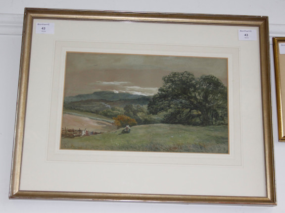 Bonhams : George W. Aikman (British, 1831-1906) Hilly landscape with ...