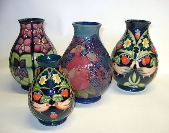 Bonhams : A collection of four various Moorcroft vases