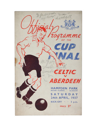 Bonhams 1937 Scottish Cup Final programme
