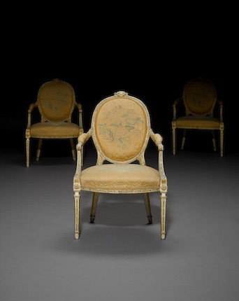 Transitional Louis XV/XVI Armchair With Original Water And Oil