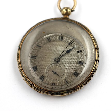 Bonhams : A 19th Century Swiss pocket watch, with offset dial with ...