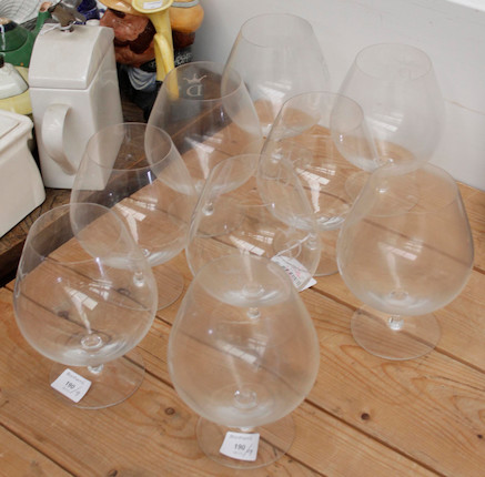 Bonhams : A set of nine large brandy glasses,engraved with a 'D' and ...