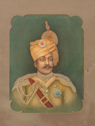 Bonhams : IDAR A hand-coloured and overpainted photograph of Maharaja ...