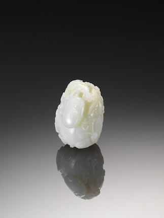 Bonhams : A pale green jade gourd carving 18th/19th century