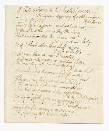 Bonhams : BURNS, ROBERT (1759-1796, Scottish poet)