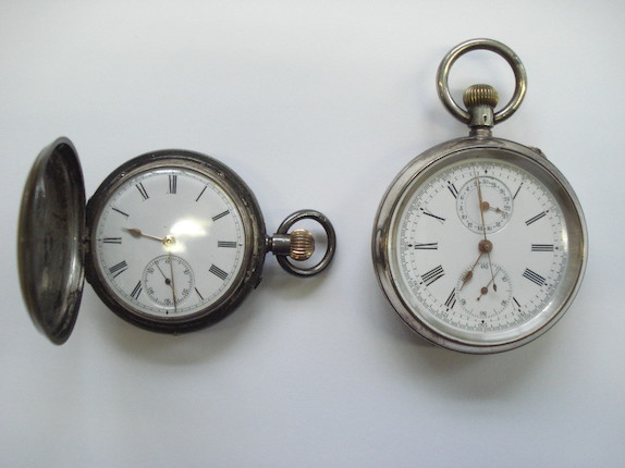 Bonhams : Silver open faced pocket watch together with full hunter ...