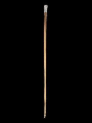 Bonhams : A rhinoceros horn silver-mounted walking cane 19th century