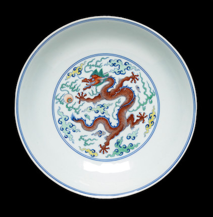 Bonhams : A Doucai 'dragon' Dish Yongzheng Six-character Mark And Of 