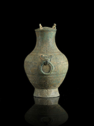 Bonhams : An archaic bronze wine vessel and cover, hu Warring States ...