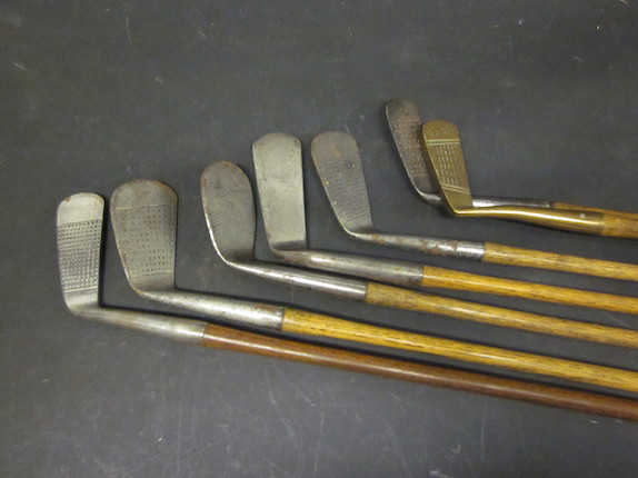 Bonhams : A small collection of 7 wooden shafted golf clubs