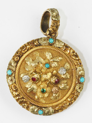 Bonhams : A William IV gem set locket pendant,